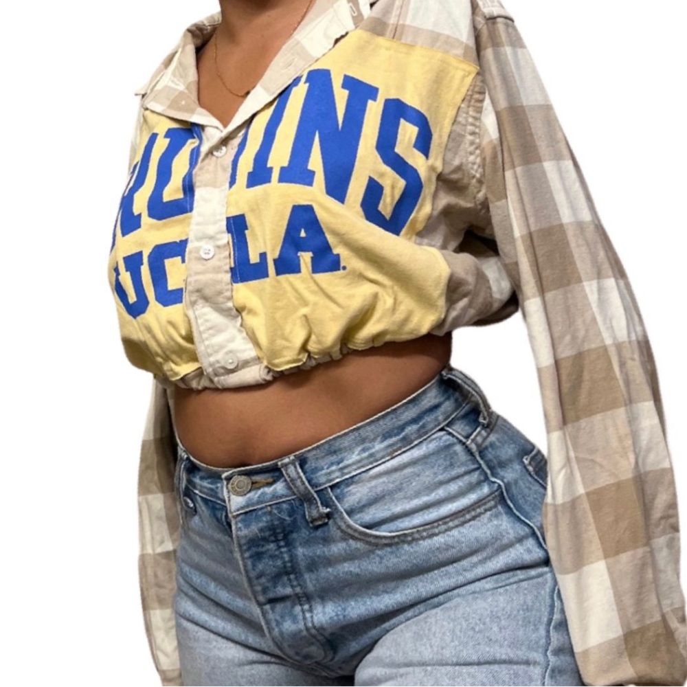 UCLA Bruins Repurposed Crop Long Sleeve Flannel